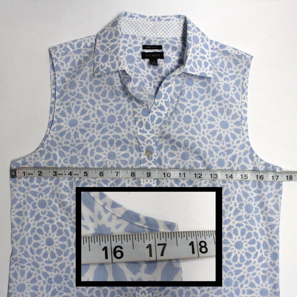 Talbots Size 4 Womens Sleeveless Button Down Blouse Shirt With Collar - Picture 6 of 9